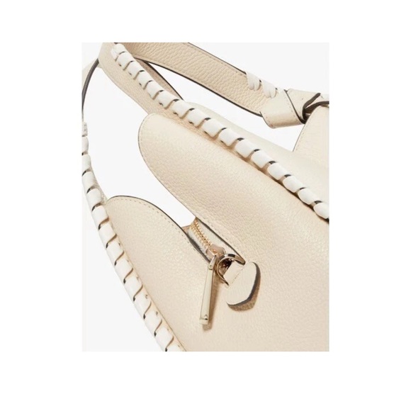 Kate Spade Knott Whipstitched Pebbled Leather Large Shoulder Bag cream white NWT - Picture 5 of 12